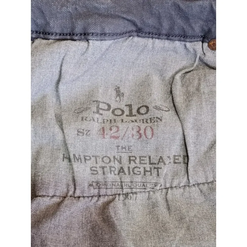 Polo Ralph Lauren Men's Dark The Hampton Relaxed Straight Jeans Zip Size 42 x 30